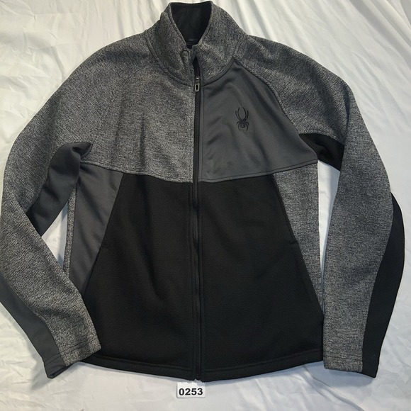 Spyder Men's Full Zip Fleece Jacket Gray/Black Size M - Picture 1 of 10